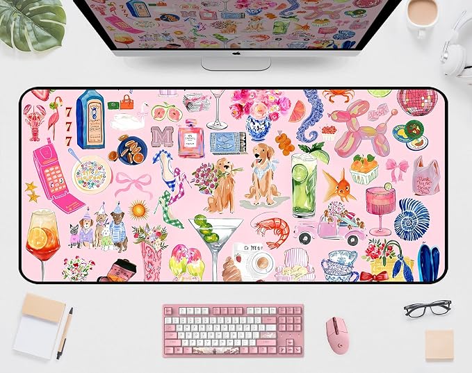 Funny Pink Desk Mat, Cute Colorful Desk Matt, by Unknown