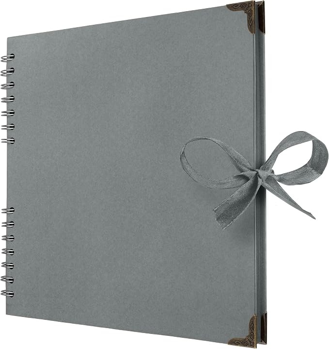 Bstorify Square Scrapbook Photo Albums 60 Pages Grey Thick Paper, Metal Corners by Bstorify