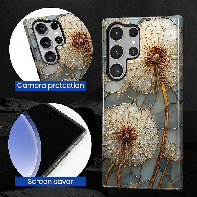 for Samsung Galaxy S24 Ultra Case, Dandelion Stained Glass Pattern Glossy 2 in - Image 7