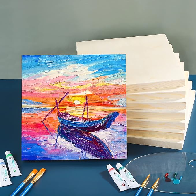 ADXCO 8 Pack Wood Panels 10 x 10 Inch Unfinished Wood Canvas Wooden Panel Boards - Image 6