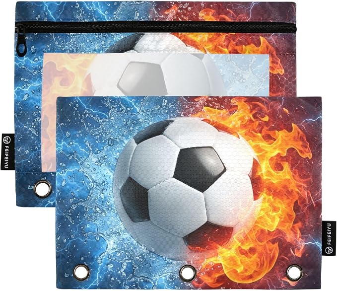 Soccer Ball Football Fire Water Pencil Pouch by BOENLE-WELCOMEYOURCOMING