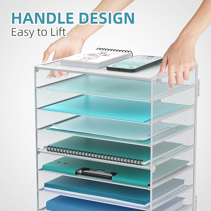 DALTACK 9-Tier Paper Organizer for Desk, Mesh Letter Tray Desk Organizer - Image 5