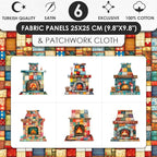 Patchwork Fireplace Cotton Fabric Panel – 6 Designs + Bonus Sheet 29.5×19.6 inch - Image 3