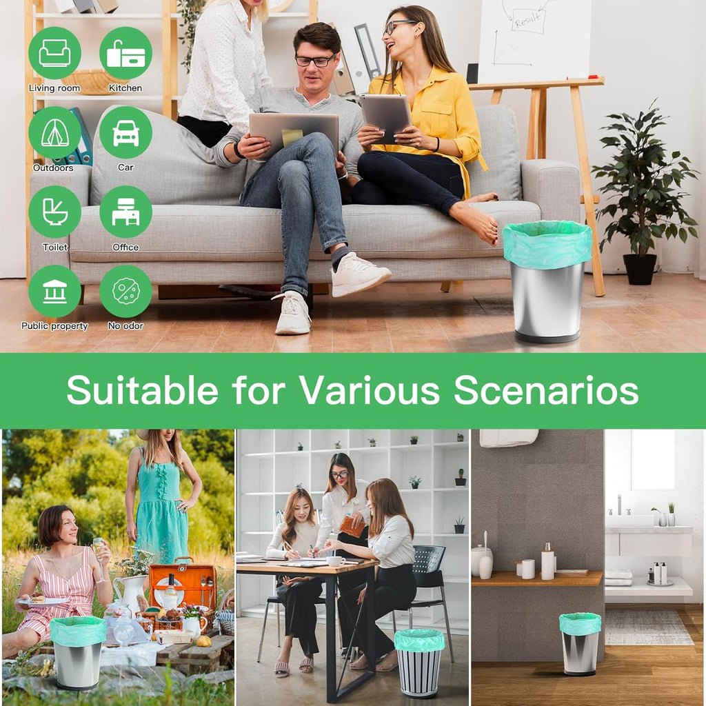 Small Biodegradable Trash Bags 1.2 Gallon - Mini Compostable Garbage Bag Unscented Strong Thicken Rubbish Waste Can Liners For Outdoor Camping Garden and Kitchen (Blue, 100 Count)