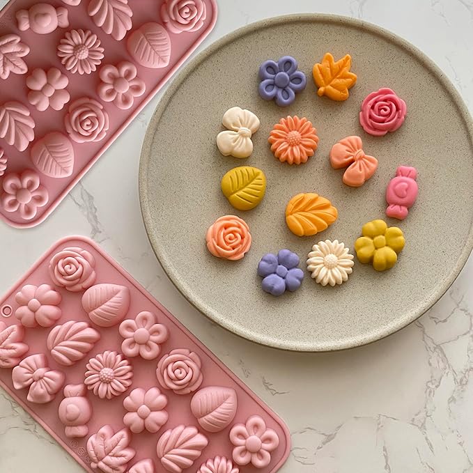 Flower Candy Molds Silicone 2PCS Daisy Flower Chocolate Molds Tulip Flower Mold - Image 3