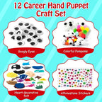 WATINC 12Pcs Hand Puppet Making Kit, Art Craft Felt Sock Puppet Toys, Creative - Image 2