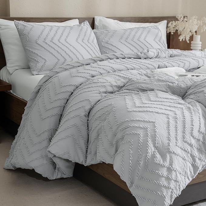 Andency Silver Grey Oversized Queen Comforter Set, Boho Soft Warm Bedding by Andency