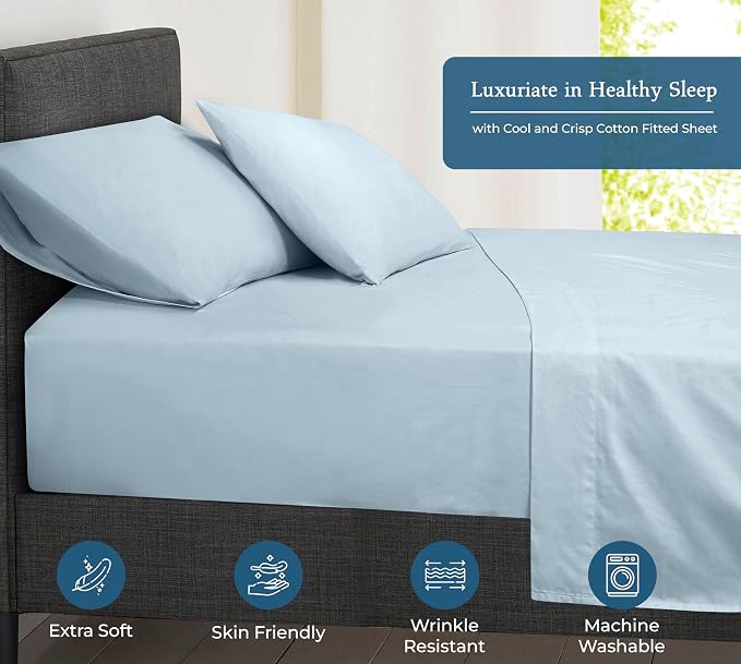 Royale Linens 400 Thread Count 100% American Grown Cotton Fitted Sheet Full Size - Image 3