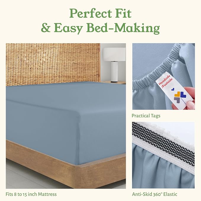California Design Den 100% Organic Cotton Twin XL Percale Fitted Sheet - Image 7