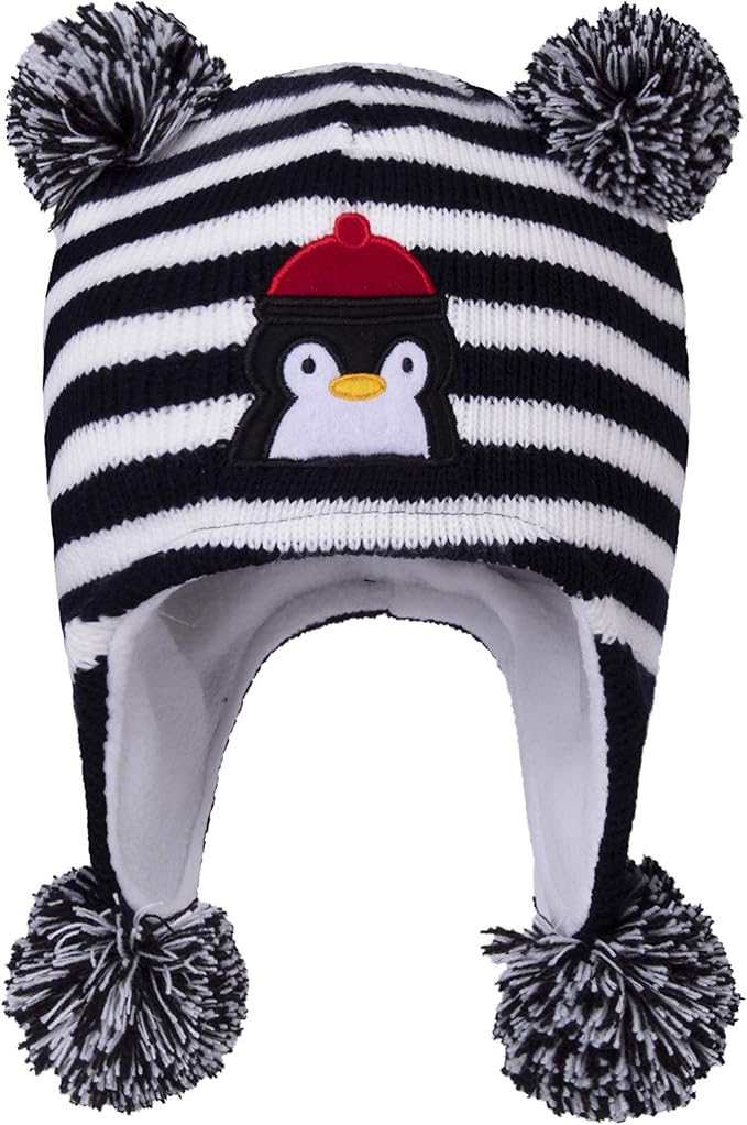 LANGZHEN Toddler Kids Infant Winter Hat,Earflap Knit Warm Cap Fleece Lined Beanie for Baby Boys Girls