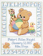 Janlynn C5589 Bear Birth Sampler Stamped Cross Stitch Kit-11"X14" by Janlynn