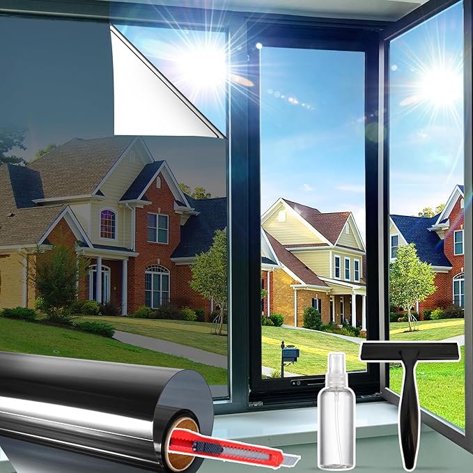 Window Privacy Film One Way Daytime Privacy Static Cling Sun Blocking Anti UV by Unknown