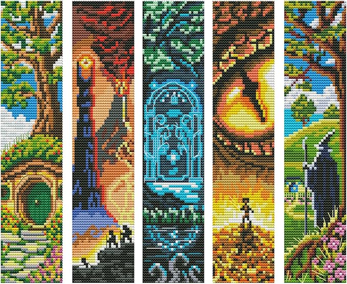 ZuoAnLF 5 PCS Cross Stitch Bookmark Kits, DIY Bookmarks Cross Stitch Kits by ZuoAnLF