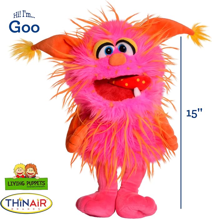 Living Puppets 15-Inch Plush Pink & Orange Friendly Monster Hand Puppet - Image 3
