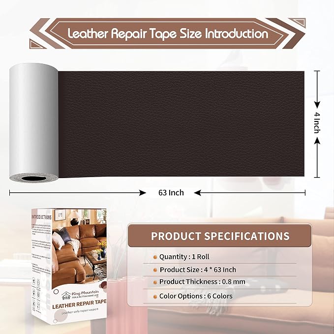 KING MOUNTAIN Leather Repair Patch, 4 x 63 Inches self Adhesive Leather Repair - Image 4
