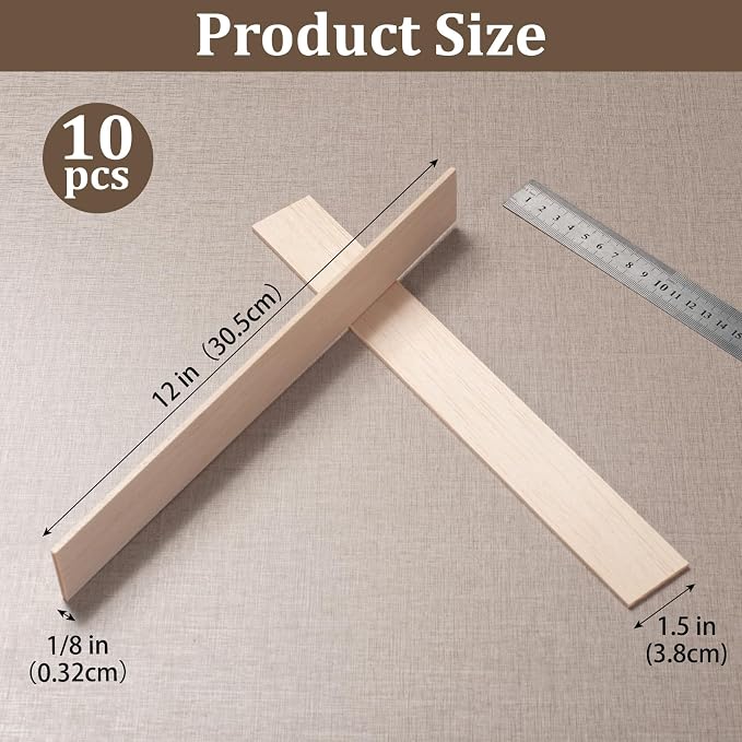 Balsa Wood Sticks, Balsa Wood Strips Slats 1/8" × 1.5" × 12", Wooden Sticks - Image 3