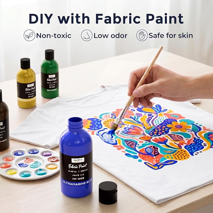 Nicpro Blue Fabric Paint, 8.45 oz Fabric Paint - Image 2
