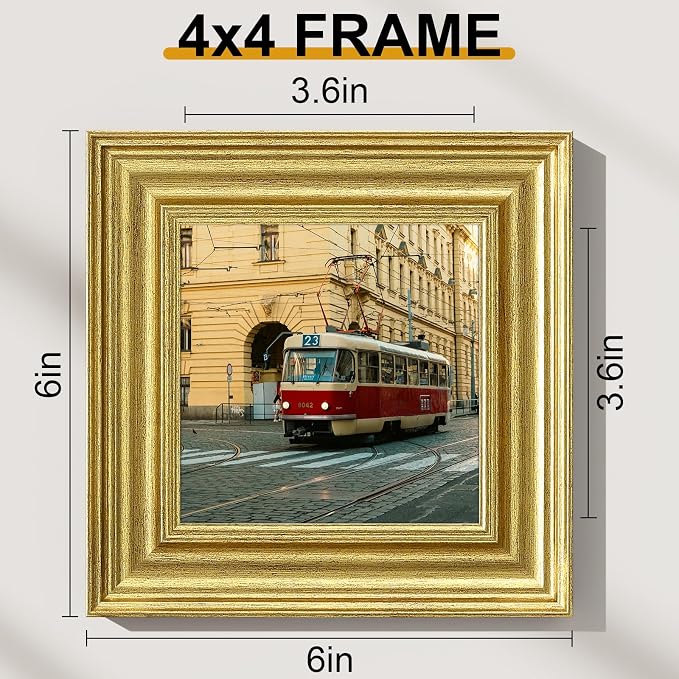 Vittanly 4x4 Picture Frames Set of 2, Ornate Vintage Photo Frame - Image 2