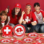 96pcs Switzerland Party Supplies Tableware Set Swiss Flag Party Paper Plates - Image 6