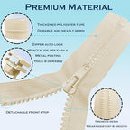 ANPURZII 2PCS #5 25 Inch Beige Separating Jacket Zippers - Image 3