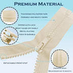 ANPURZII 2PCS #5 14 Inch Beige Separating Jacket Zippers - Image 3