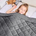 Grey Weighted Blanket Kids 7lbs, Breathable Cooling Minky Heavy Throw Blanket by BETU
