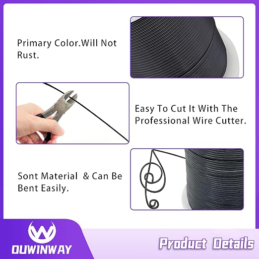 16Gauge Black Aluminum Crafts Wire 154FT, - Image 3