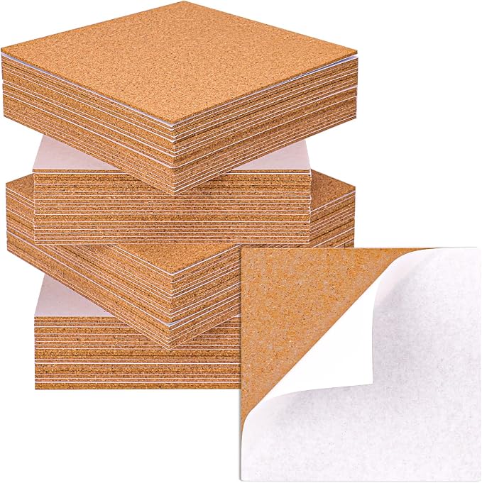 80 PCS Self Adhesive Cork Squares, 5.91 x 5.91 Inch Backing Cork Tiles and Cork by Unknown