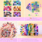 XSEINO About 7200+ pcs 6mm Glass Beads Bracelet Making Kit, 144 Assorted - Image 4