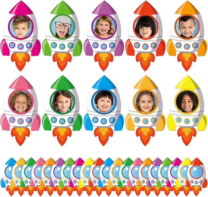 160Pcs Rocket Cutouts Back to School Bulletin Board Decoration Set Outer Space by gisgfim
