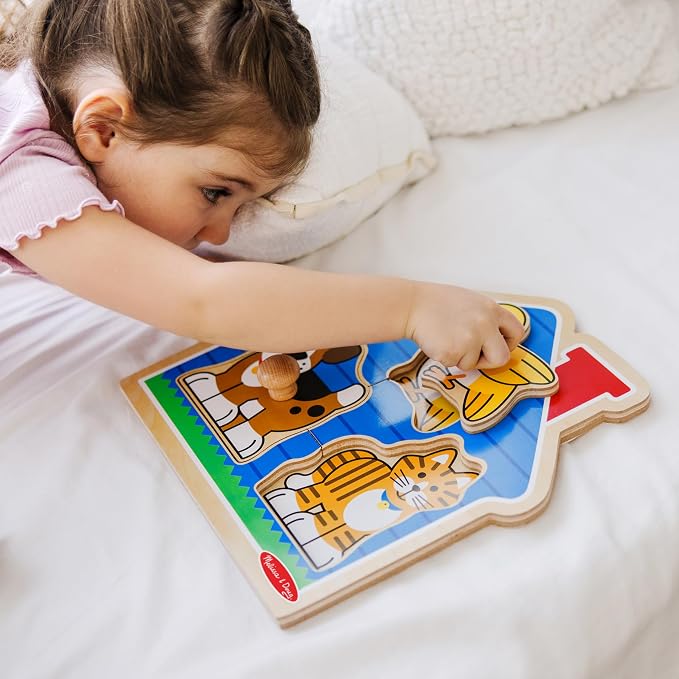 Melissa & Doug Pet Animals Jumbo Knob Puzzle, Wooden Peg Puzzle - Image 3