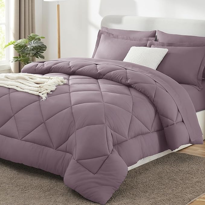 CozyLux King Size Comforter Set Dusty Purple by CozyLux