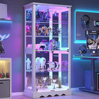 Dystler Display Cabinet with RGB LED Lights & Glass Doors, Flexible Storage by CraftYourIdealHomeLife