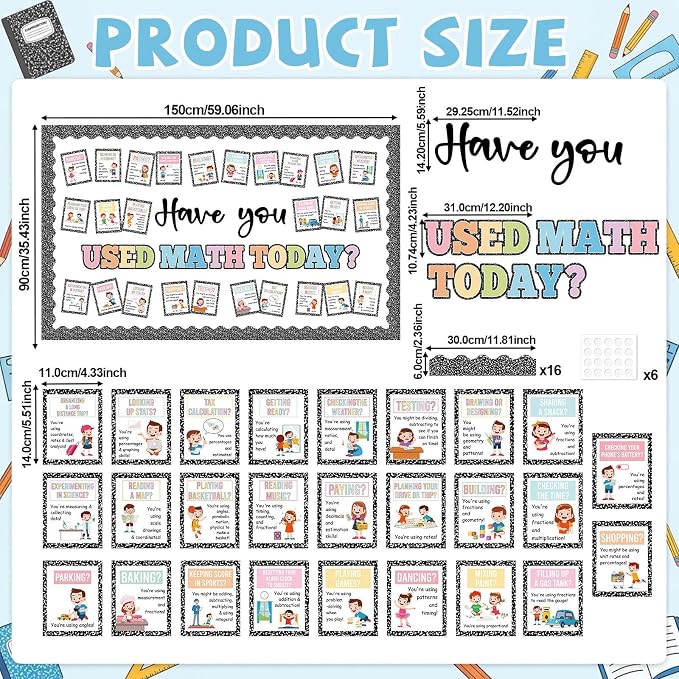 Math Bulletin Board Set Mathematics Composition Notebook Classroom Decoration - Image 2