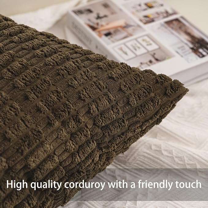 Aegero Pack of 2 Corduroy Decorative Throw Pillow Covers 12x24 Inch Soft - Image 2