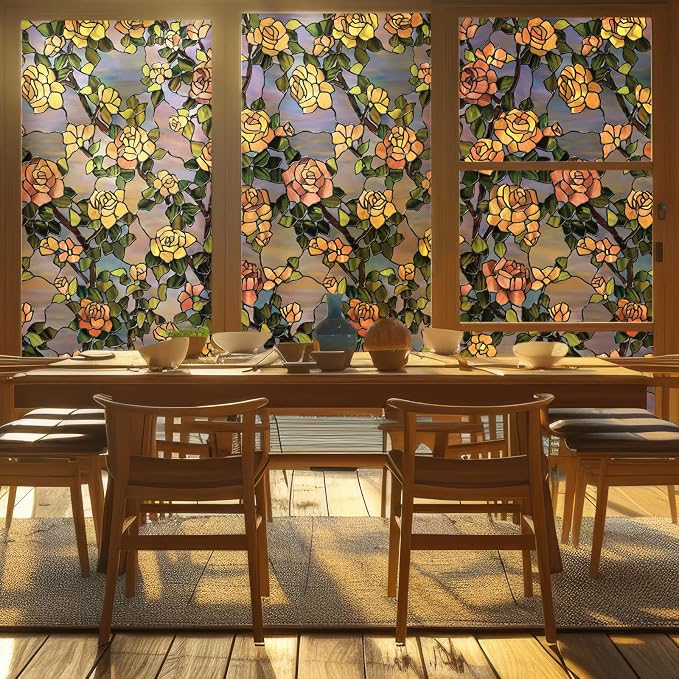 Oxdigi 3D Stained Glass Window Film Decorative, Static Cling Privacy Protection - Image 2