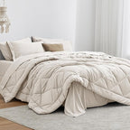 Love's cabin King Size Comforter Set Off White, 7 Pieces King Bed in a Bag by Lovescabin
