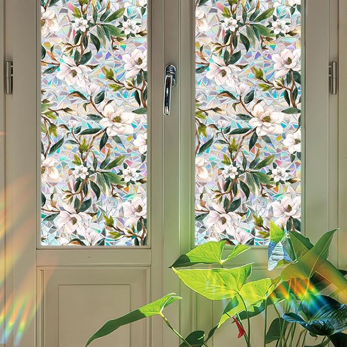 Floral Stained Glass Window Privacy Film, Retro Decorative Rainbow Window - Image 4