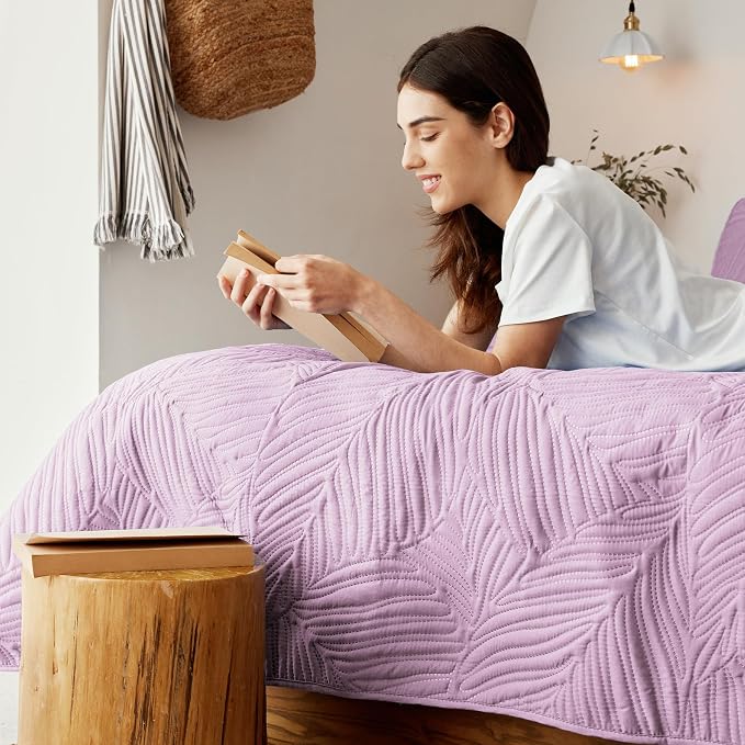 Exclusivo Mezcla King Size Quilt Bedding Set, Lightweight Lilac Quilts King Size - Image 4