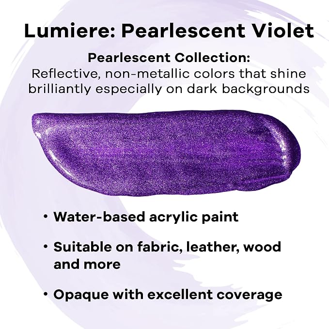Jacquard Lumiere 2.25oz Fabric Paint Pearlescent Violet - Image 2