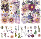80PCS Pressed Dried Flowers & Leaves, Natural Color | Real Pressed Flowers by nisetten