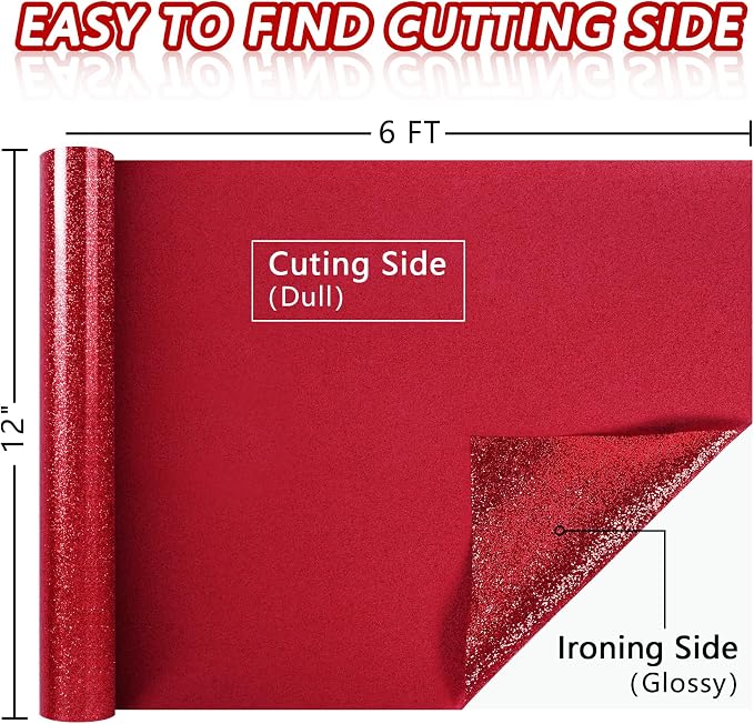 ​TORC Red Glitter HTV Red Heat Transfer Vinyl HTV Rolls - Image 3