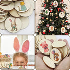 300 Pcs Unfinished Wood Circle Round Disc Blank Natural Wooden Cutout Ornaments - Image 4