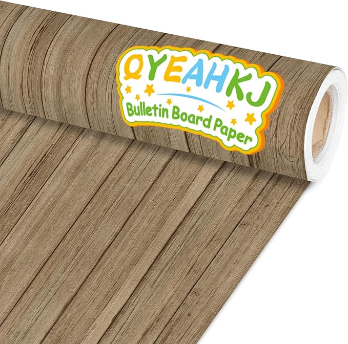 Qyeahkj Wood Grain Bulletin Board Paper Roll Rustic Bulletin Board Background by Qyeahkj