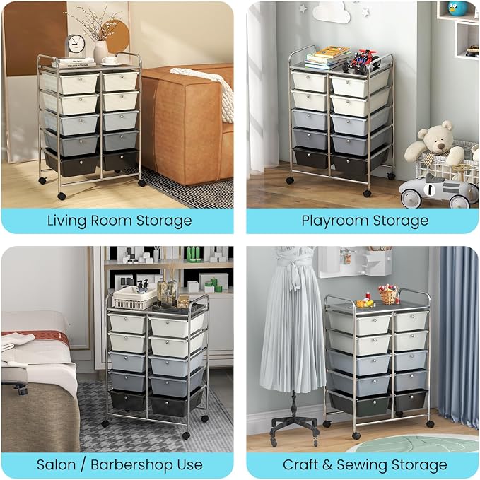 Giantex 10 Drawers Rolling Cart, Classroom Organizers, Storage Cart - Image 9