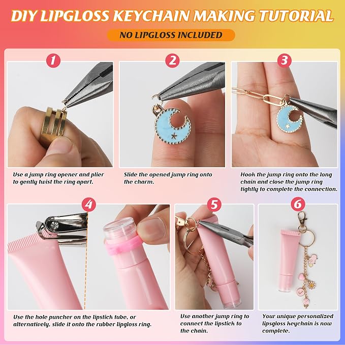 Starry 524 Pcs Keychain Making Kit, Including 25 Extender Chain 25 Keychain - Image 3