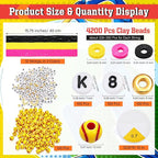 Ferreve 4200 Pcs Softball 12 Strands Clay Beads Bracelet Making Kit, 100 Letter - Image 2