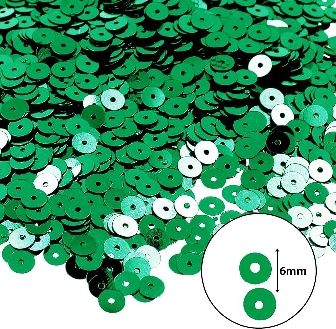 Mandala Crafts 6mm Flat Round Emerald Sequins - Image 3