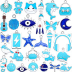 Silver-Tone Enamel Charms Set for DIY Jewelry Making by Anjulery