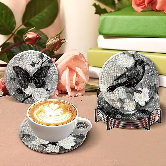 Clendo 8 Pcs Gothic Diamond Art Coasters Kit - Image 6